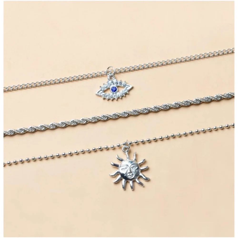 Boho Evil eye Sun Multilayer Necklace - Picture 7 of 7